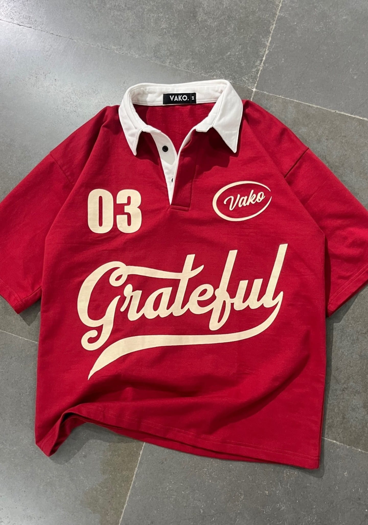 Red Grateful Polo T-shirt